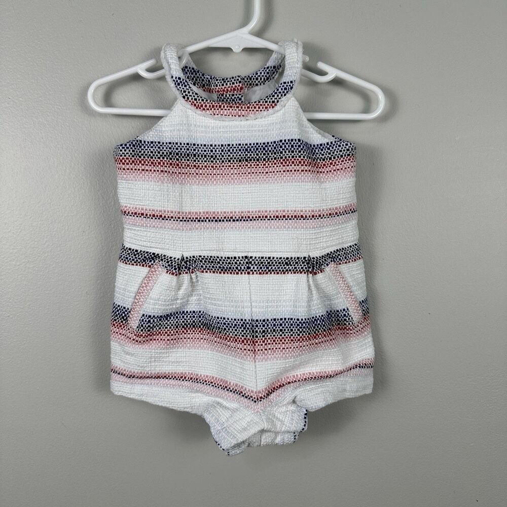 Janie And Jack Baby Girl 12-18 Months Romper Red White Blue Summer Patriotic